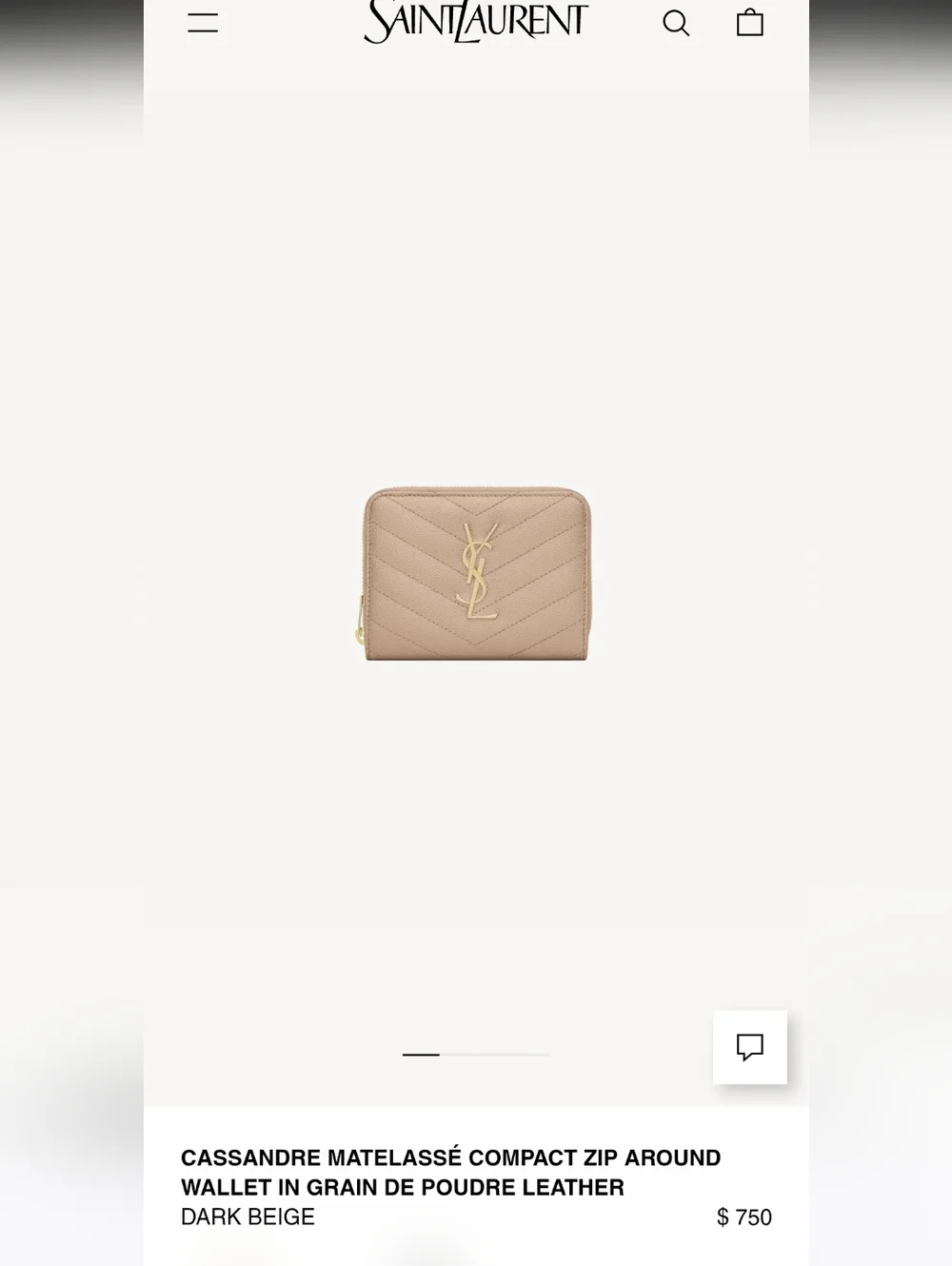 Saint Laurent CASSANDRE MATELASSÉ compact wallet grain de poudre leather - Picture 10 of 10